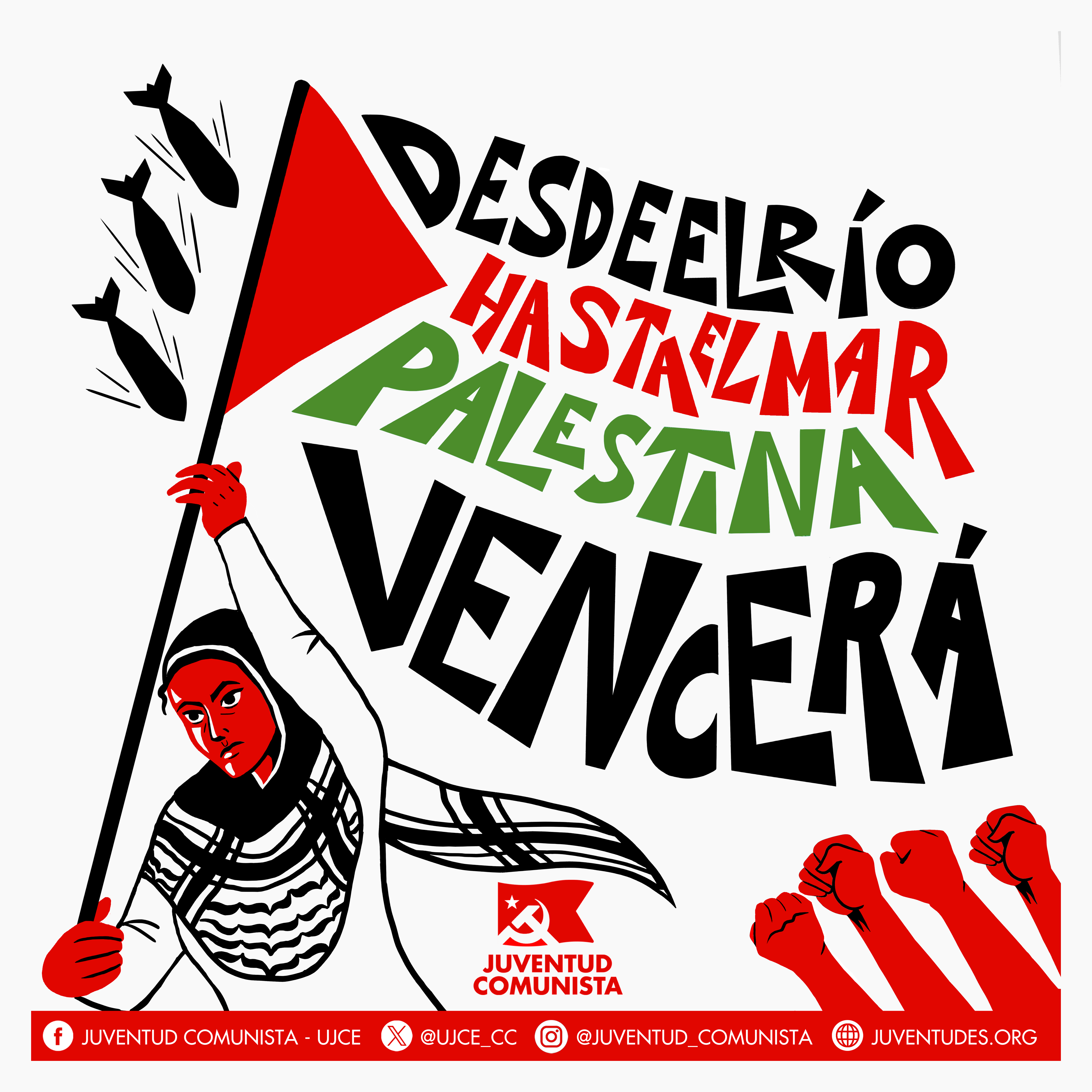 Cartel de la campaña internacionalista a favor de Palestina de la UJCE